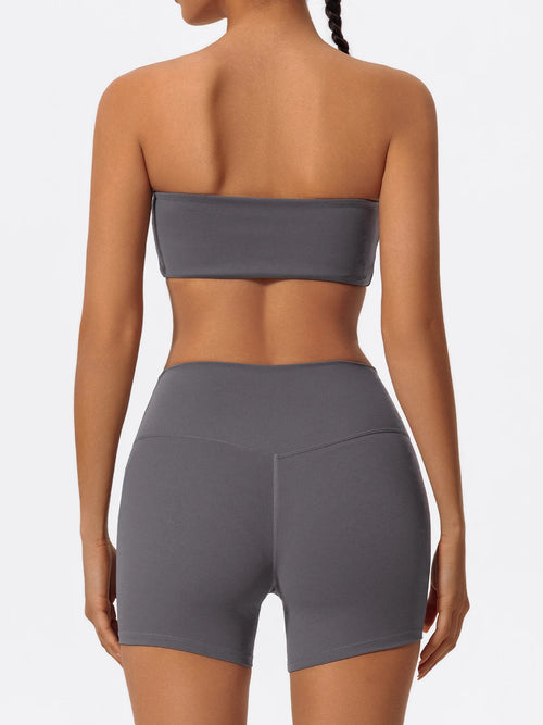 ACTIVE WEAR BANDEAU & SHORTS SET